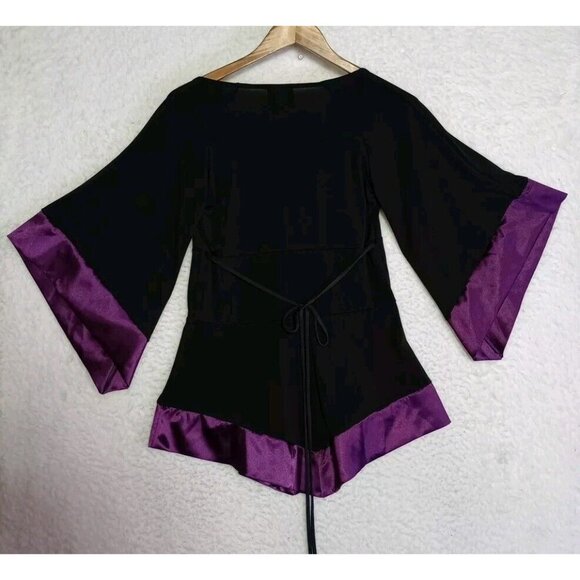 Dare To Wear Treasure Top In Plum/Black Bell Sleeve Gothic Top Women's Sz M NEW - Picture 2 of 14